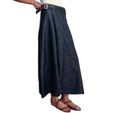 cold weather outfits Amfeov Women's Denim Skirt with Vertical Seams Commuter Skirt Waist Buckle Casual everything sarong Half Skirt New