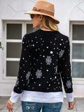 christmas outfit Amfeov Casual Loose Long Sleeves Printed Round-Neck Sweater Tops