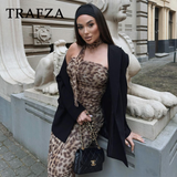 cold weather outfits Amfeov 2024 Spring Summer Streetwear LEOPARD Print Women Suits Fashion Strapless Sleeveless Tops+Chic Elegant Pencil Long Skirts