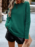 christmas outfit Amfeov Long Sleeves Loose Solid Color Round-Neck Pullovers Sweater