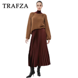 cold weather outfits Amfeov 2024 Spring Summer Casual Folds Long Skirts Fashion Vintage Solid Satin Oversized High Waist Chic Elegant Lady Skirts