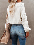 christmas outfit Amfeov Long Sleeves Loose Hollow Solid Color Round-Neck Knitwear Pullovers Sweater Tops