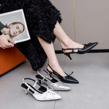 Amfeov 2024 Summer New Band Women Sandal Fashion Pointed Toe Cross Strpa Gladiator Shoes Thin High Heel Dress Pumps Shoes