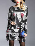 christmas outfit Amfeov Long Sleeves Loose Letter Print Printed Round-Neck Knitwear Pullovers Sweater Tops