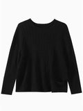 christmas outfit Amfeov Artistic Retro Loose Long Sleeves Jacquard Solid Color Round-Neck Sweater Tops