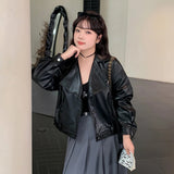 cold weather outfits Amfeov Plus Size Plus Size Women's Leather Jacket Casual Cropped Top For Autumn 2024 Stylish Women's Clothing Sweet Curved Design