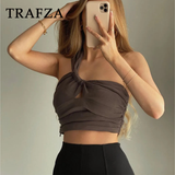 cold weather outfits Amfeov 2024 Spring Summer Sexy Folds Women Tops Fashion Solid Strapless Backless Sleeveless Chic Ladies Mini Tops