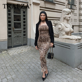 cold weather outfits Amfeov 2024 Spring Summer Streetwear LEOPARD Print Women Suits Fashion Strapless Sleeveless Tops+Chic Elegant Pencil Long Skirts