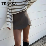 cold weather outfits Amfeov 2024 Autumn Winter Women Casual Mini Asymmetrical Skirts Shorts Fashion Sexy High Waist Solid Back Pockets Female Shorts