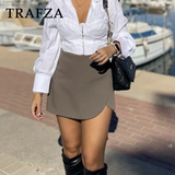 cold weather outfits Amfeov 2024 Autumn Winter Women Casual Mini Asymmetrical Skirts Shorts Fashion Sexy High Waist Solid Back Pockets Female Shorts