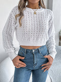 christmas outfit Amfeov Long Sleeves Loose Backless Buttoned Hollow Solid Color Split-Joint Round-Neck Pullovers Sweater Tops