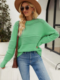 christmas outfit Amfeov Long Sleeves Loose Hollow Solid Color Round-Neck Knitwear Pullovers Sweater Tops