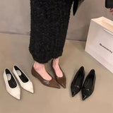 Amfeov Pointed Toe Women Loafers Black Brown White Casual Mules Shoes New 2024 Fashion Shallow Slip on Low Flat Heel Party Dress Shoes