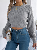 christmas outfit Amfeov Long Sleeves Loose Backless Buttoned Hollow Solid Color Split-Joint Round-Neck Pullovers Sweater Tops