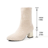 Amfeov Women's Autumn Boots 2024 New Knitted Pointed Elastic Women's Short Boots High-heeled Sock Boots Women