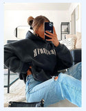 Black Friday Amfeov American Retro Tibetan Blue Lazy Style Hoodie Women's Autumn European And American Street Oversize Hot Girl Hoodie Jacket