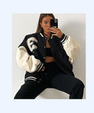 Black Friday Amfeov American Retro Black Sweet Cool Baseball Suit Women's Spring European And American High Street Bomber Jacket Short Spice Girl Jacket