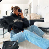 Black Friday Amfeov American Retro Tibetan Blue Lazy Style Hoodie Women's Autumn European And American Street Oversize Hot Girl Hoodie Jacket