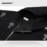 Black Friday Amfeov American Retro Cross Hot Drilling Black Hooded Sweater Women's Autumn European And American Street Design Sense Niche Hoodie Jacket