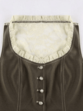 Amfeov Paneled Lace Button Front Corset Top