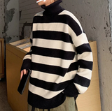 Autumn Green Striped Knitted Sweater Women Winter Pullovers Casual Oversized Sweaters Loose Harajuku Couple Sueter De Mujer