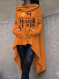 Amfeov Halloween Costume Halloween Witch Hoodies Y2K Fashion Printed Irregular Hem Oversize Female Long Sleeve Hooded Cloak Pullover Women's Sweatshirt