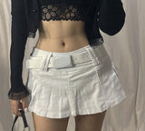 Pastel Goth Low Waist Black Micro Skirts Y2K Streetwear Pockets Patchwork A-line Skirt E-girl Aesthetics Outfits Zipper