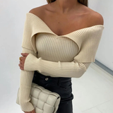 Sexy v neck up off shoulder slim knitted sweater crop tops za 2022 women pull femme vintage ladies pullover jumper mujer