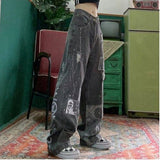 Amfeov 2022 Skater Style Indie Boyfriend Baggy Pants 90S Skater Jeans Y2k Streetwear Teen Fashion Pockets Wide Legs High Waist Trousers
