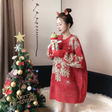 Christmas Gift Women's Christmas Thickened Knitting Warm Imitation Mink Snowflake Loose Casual Fashion Pullovers Ladies Sweaters