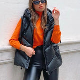 Amfeov Black Pu Faux Leather Blazer Winter Vintage Cropped Jacket WomenBlack Pu Faux Leather Blazer Winter Vintage Cropped Jacket Women