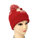 Christmas Gift Christmas Knitted Hat Autumn Winter Snowflake Jacquard Red Curled Wool Ball Woolen Hat Warm Parent-child Knitted Hat