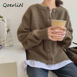 Winter Warm Sweater Women Single-breasted Buttoned Sweater Thick Sweater Cardigan Harajuku Knitwear Autumn Korean Lady Sweaters