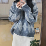 Christmas Gift Sweater Women Knitted Pullover 2021 New Korean Fashion Long Sleeve Sweaters Vintage Pullovers O-Neck Knitted Loose Oversized Top