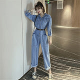 Amfeov Fashion Retro Denim Overalls Women's 2022 New Spring Casual Loose Wide-Leg Pants Jeans Trousers With Pockets