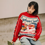 Amfeov Christmas Gift Christmas Sweater Retro Christmas Couple Outfit Loose Lazy Outside Wear 2024 Autumn Winter Snowflake Round Neck New Year Sweater