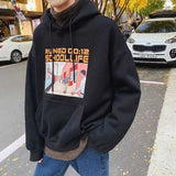 Amfeov Hooded Sweatshirt Men's Korean Fashion Pullover Funny Print Casual Hoodie 2024 Long Sleeve Street Plush Loose Oversized S ~ 5XL