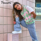 Yiallen Y2K Harajuku Letter Hole Pants Women High Waist Straight Jeans Chain Hip Hop Denim Casual Baggy Trousers Streetwear2021