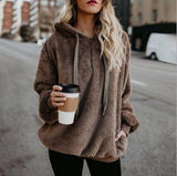 Christmas Gift Women Fleece Hoodies 2021 Long Sleeve Hooded Pullover Sweatshirt Autumn Winter Warm Zipper Pocket Fur Coat Plus Size 5XL