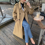 Graduation Gifts 2020 Winter Korean Fashion High End Double Sided Lacing Belt Cashmere Long Jacket Loose Plus Size Wool Coat Women Overcoat