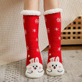 Amfeov Christmas Gift Soft Deer Cat Sheep Christmas Female Designer Sock Silicone Non-slip Women's Slippers Sock Fuzzy Socks Warm Plush Bedroom Women