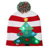 Amfeov Christmas Gift LED Christmas Hats Beanie Sweater Christmas Santa Hat Light Up Knitted Hat for Kid Adult For Christmas Party