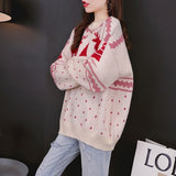 Christmas Gift Women's Christmas Casual Thicken Warm Red Sweaters O-Neck Knitting Loose Pullovers Tops Korean Clothes Tide