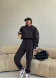 Amfeov 2024 Spring Women Hoodies Sweatshirt Tracksuit Fleece Cotton 2 Pieces Sets Pants Suits