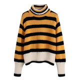 Orange Striped Za Women Sweater Autumn Winter Oversize Casual Knitted Pullover Vintage Sweter Damski 2022 Designer Pull Femme