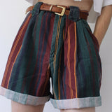 Vintage Shorts 2021 New Summer Fashion Plaid Straight Shorts High Street Loose Mid Wasit Short Pants Women Clothes