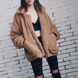 Amfeov Christmas Gift Autumn Winter Faux Fur Coat Women 2020 Casual Warm Soft Zipper Fur Jacket Plush Overcoat Pocket Plus Size Teddy Coat Female XXXL