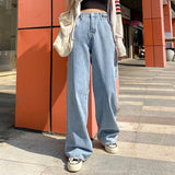 Korean Style Women Jeans Denim Boot Cut Wide Leg Jean Boots Fashion Loose Long Length Streetwear Female Pants Casual Solid Pants