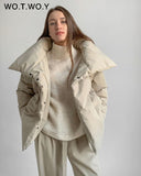Oversized Cropped Winter Jacket Women Windbreaker Cotton-Padded Parkas Women Solid Casual Thick Jackets Female Outerwear