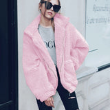 Amfeov Christmas Gift Autumn Winter Faux Fur Coat Women 2020 Casual Warm Soft Zipper Fur Jacket Plush Overcoat Pocket Plus Size Teddy Coat Female XXXL